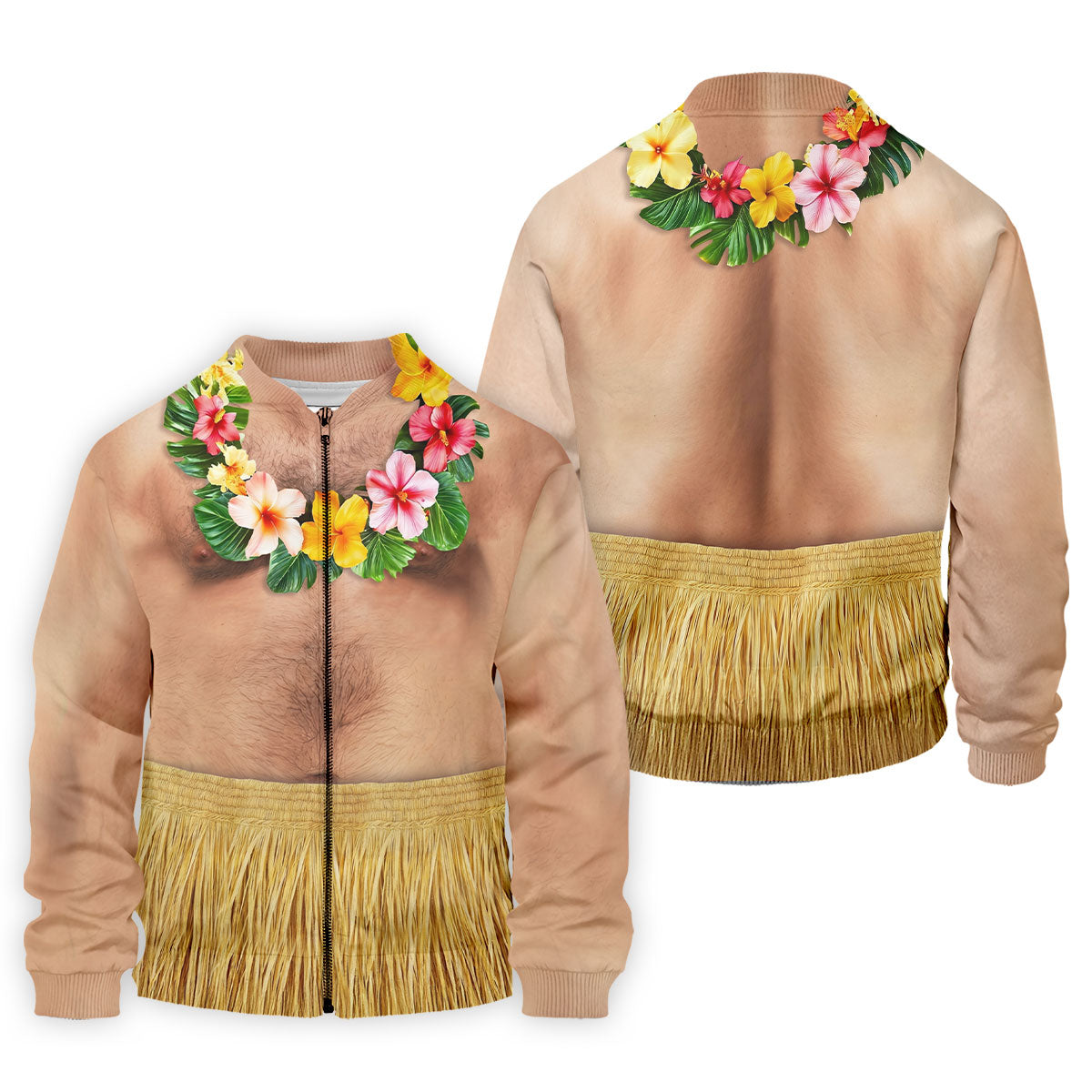 Floral Lei Tropical Theme Party Men's Funny Golf Shirts, Hawaiian Golf Shirt, Polo Shirtor Men