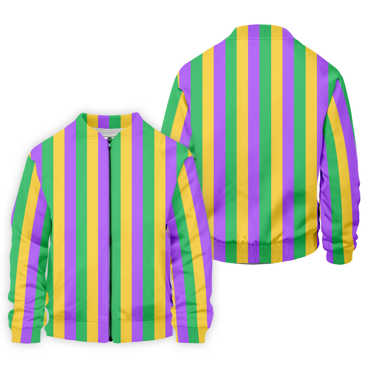 Green Gold Purple Vertical Stripe Mardi Gras Golf Shirt, Polo ShirtFor Men, Golf Shirts For Men