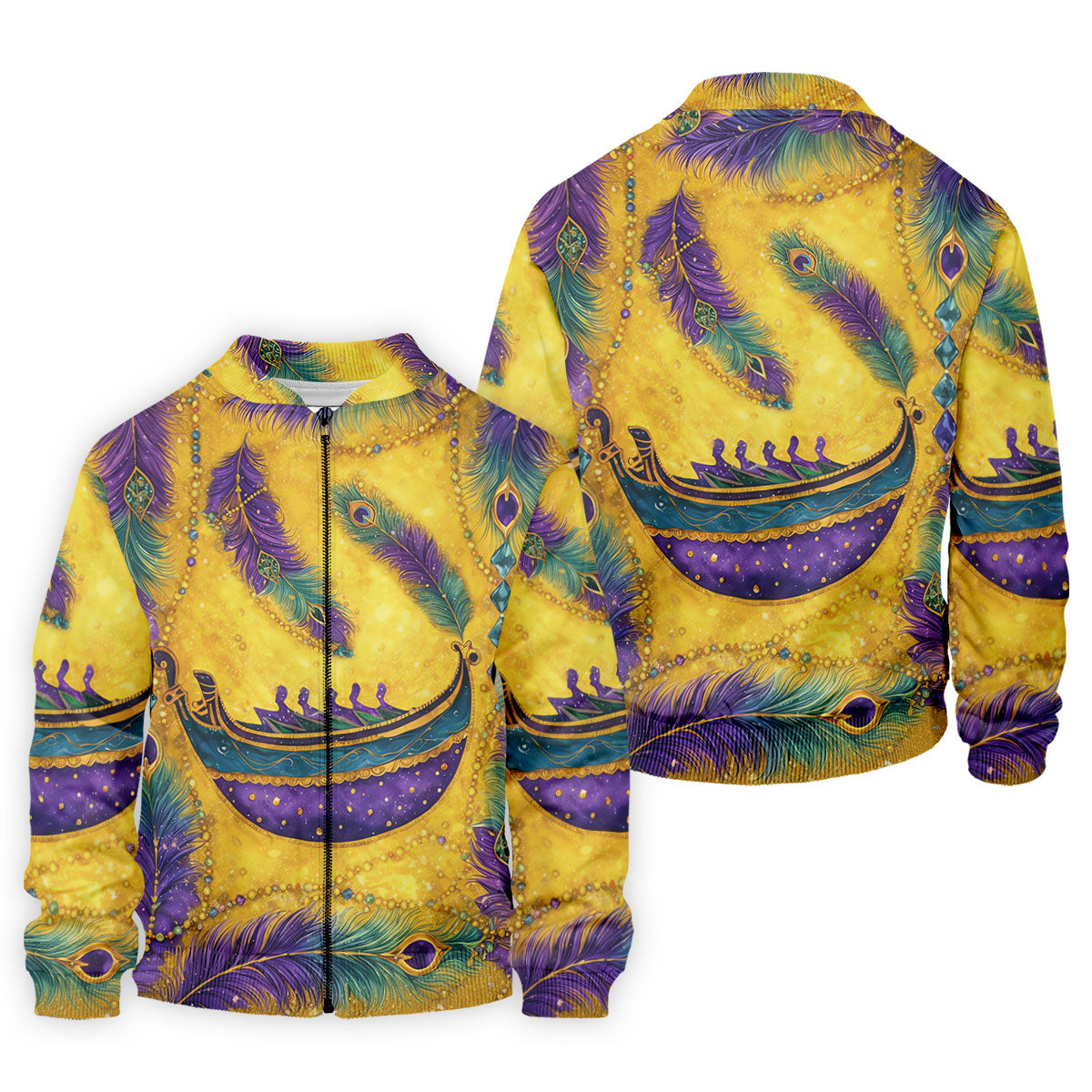 Mardi Gras Day Gradient Art Feather Print Retro Men's Golf Polo Shirt Golf Shirts For Men