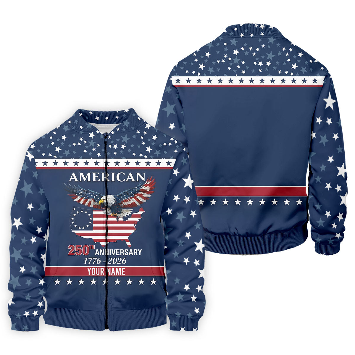 American Bald Eagle 250th Anniversary Patriotic Stars Golf Shirt, 4th Of July Golf Shirts For Men