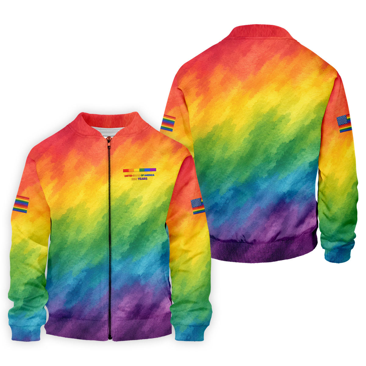 USA 250 Years LGBT Rainbow Golf Tops For Men, LGBT Pride Month Patriotic Golf Shirt
