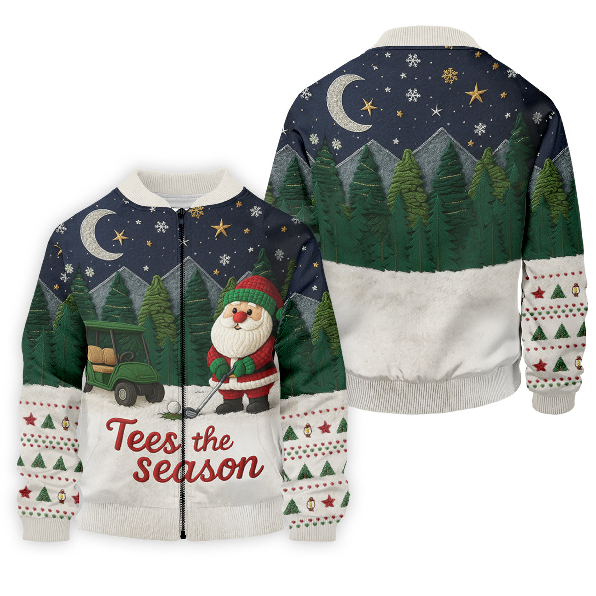 Santa Golfing Tees The Season Night Theme Golf Tops For Men, Christmas Golf Shirt, Polo ShirtFor Men