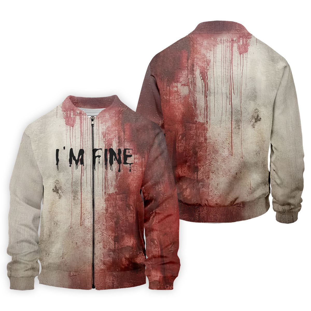 I'm Fine Halloween Blood Splatter Golf Tops For Men, Horror Blood Polo ShirtFor Men, Unique Gift For Golfer