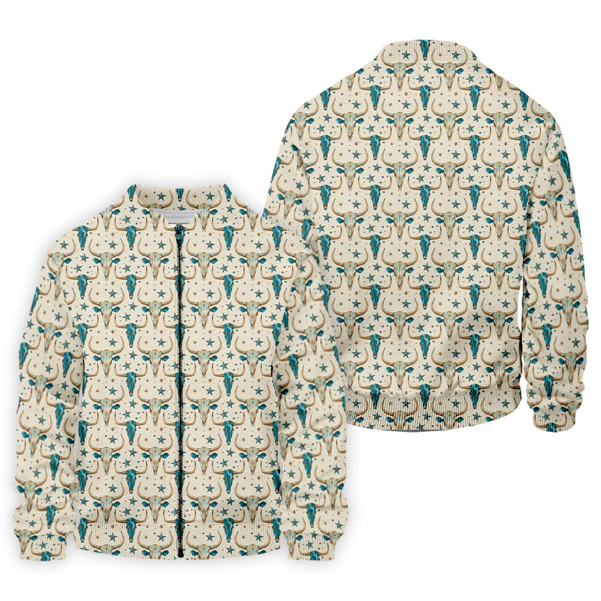 Cow Skulls Turquoise And Beige Western Theme Golf Tops For Men, Polo Shirtor Men, Golf Shirts For Men