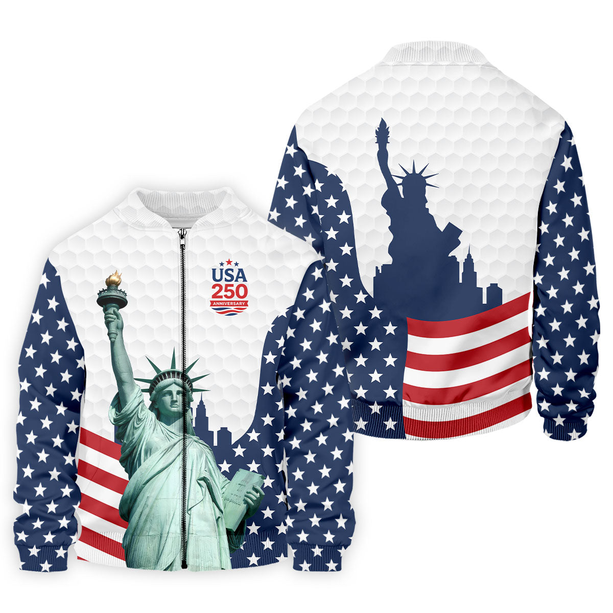 USA 250 Anniversary Statue Of Liberty White Golf Shirt, Patriotic Golf Shirt, 4th Of July Golf Shirts For Men