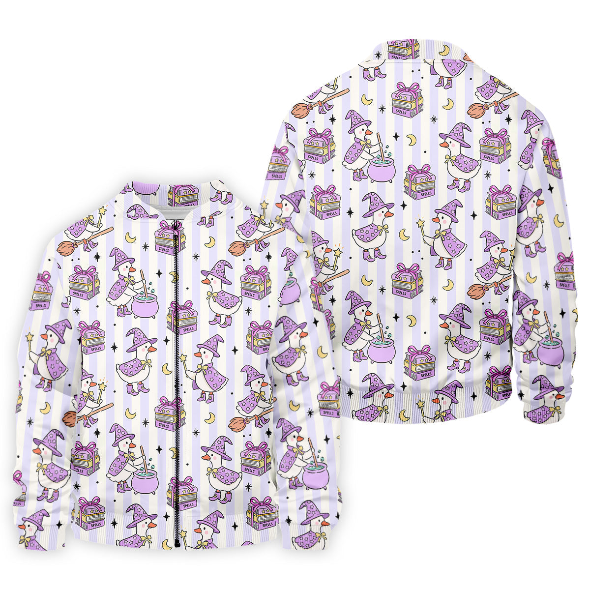 Halloween Witch Goose Purple Pastel Fun Golf Shirts For Men, Polo ShirtFor Men, Golfing Apparel