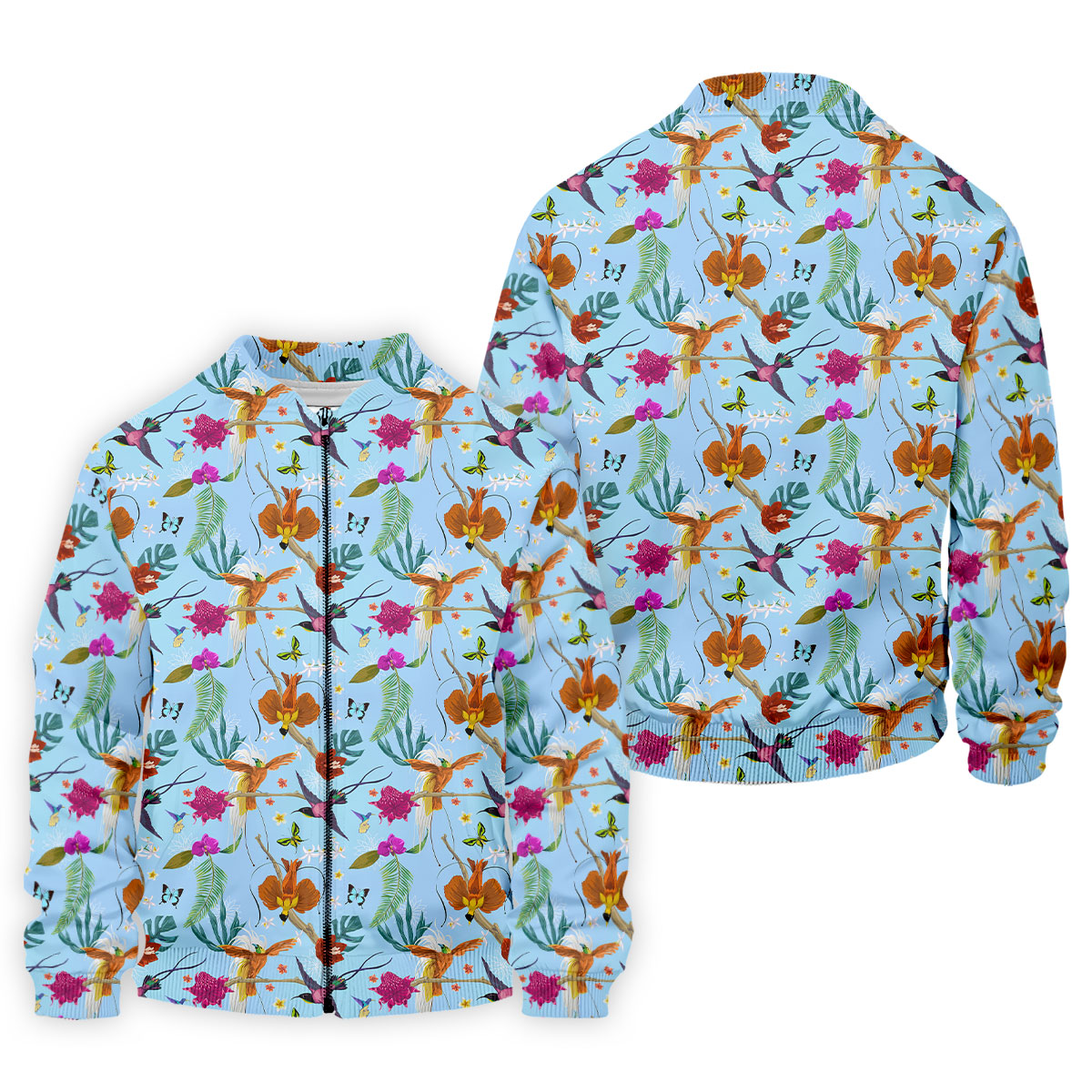 Hummingbird Paradise Golf Shirt, Tropical Flower Garden Pattern, Golf Shirt For Men