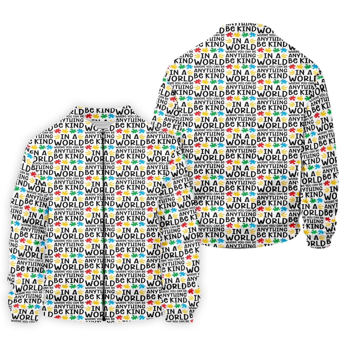 In A World Where You Can Be Anything Be Kind Autism Awareness Puzzle Pattern White Golf Shirt, Polo ShirtFor Men