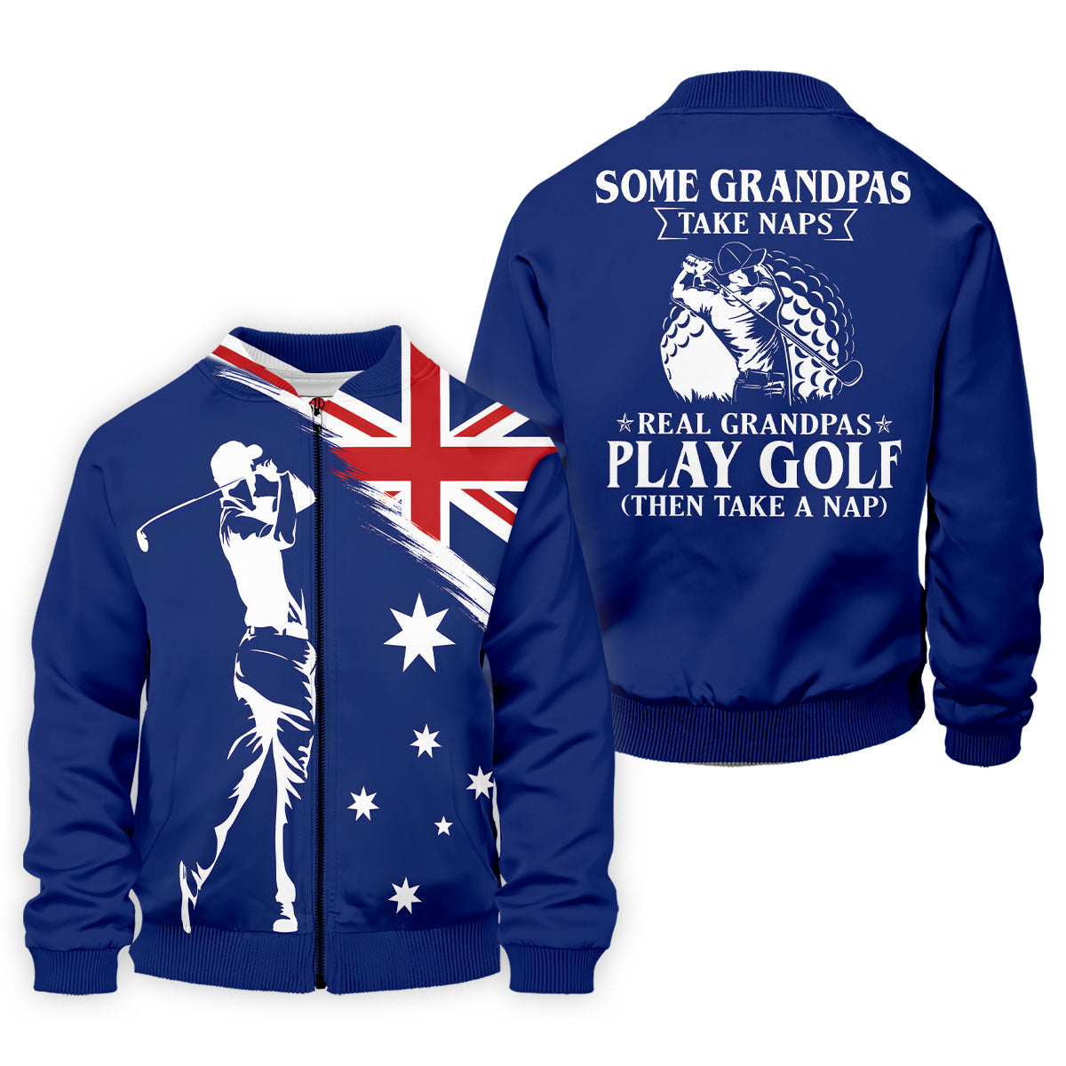 Real Grandpas Play Golf Then Take A Nap Australia Flag Print Men's Funny Golf Shirts, Polo Shirtor Men