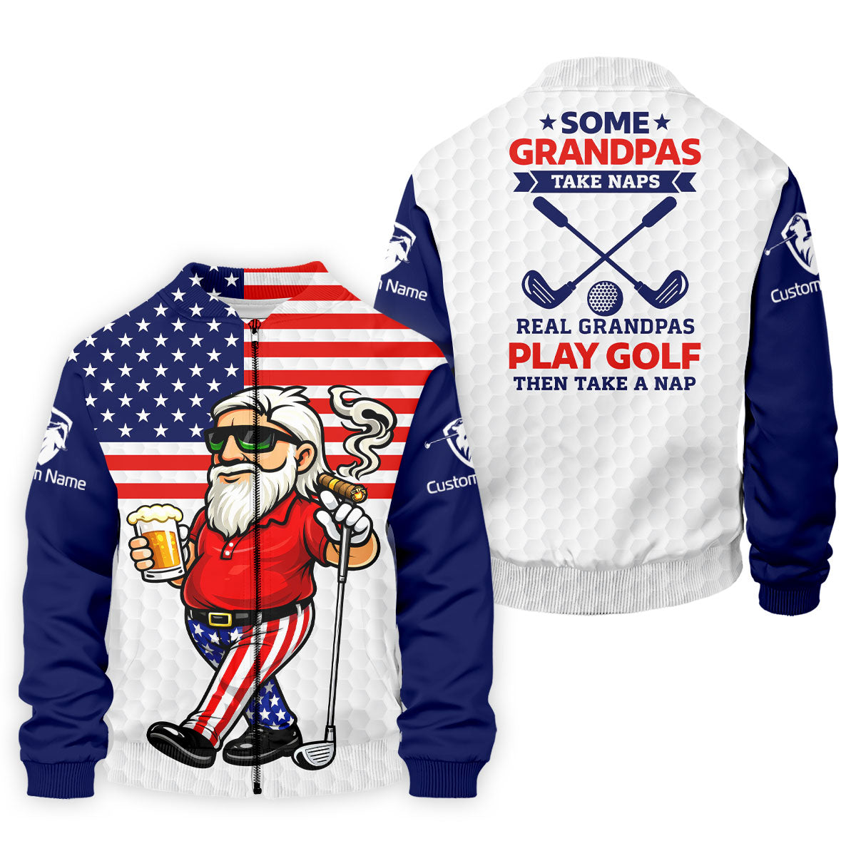 Real Grandpas Play Golf Father's Day 4th Of July Golf Shirt, 250 Years Polo Shirtor Men