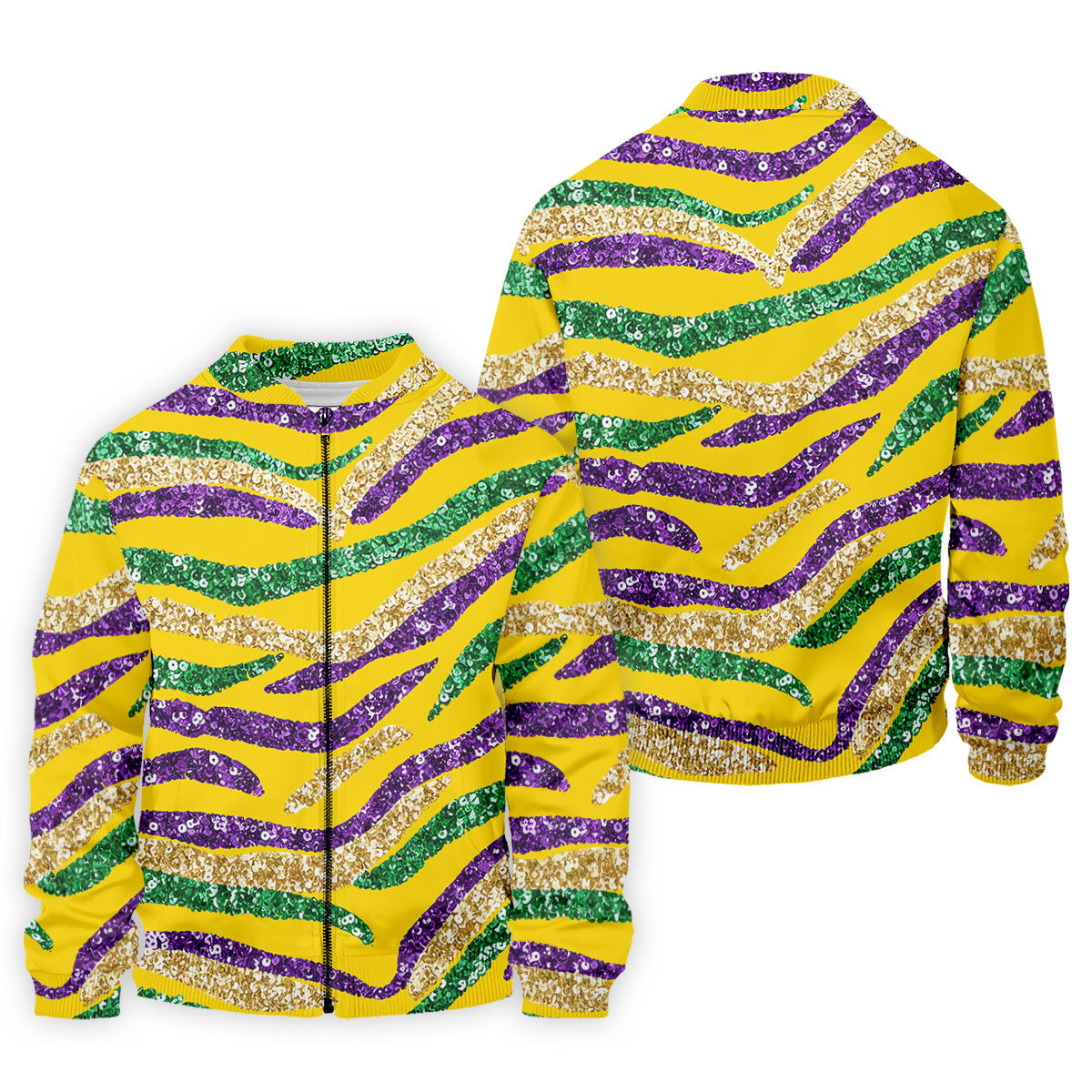 Purple Green Gold Sequin Pattern Yellow Golf Shirt, Mardi Gras Golf Shirt, Polo ShirtFor Men