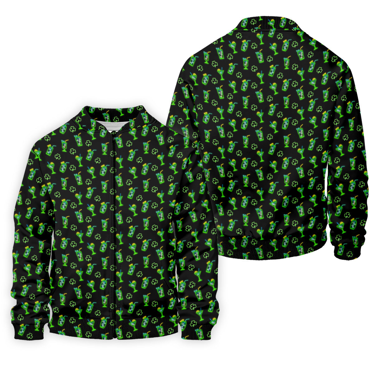Neon Green Cocktails Three Leaf Clover St Patrick's Day Golf Shirt, Golf Gift For Men, Golf Shirts For Men