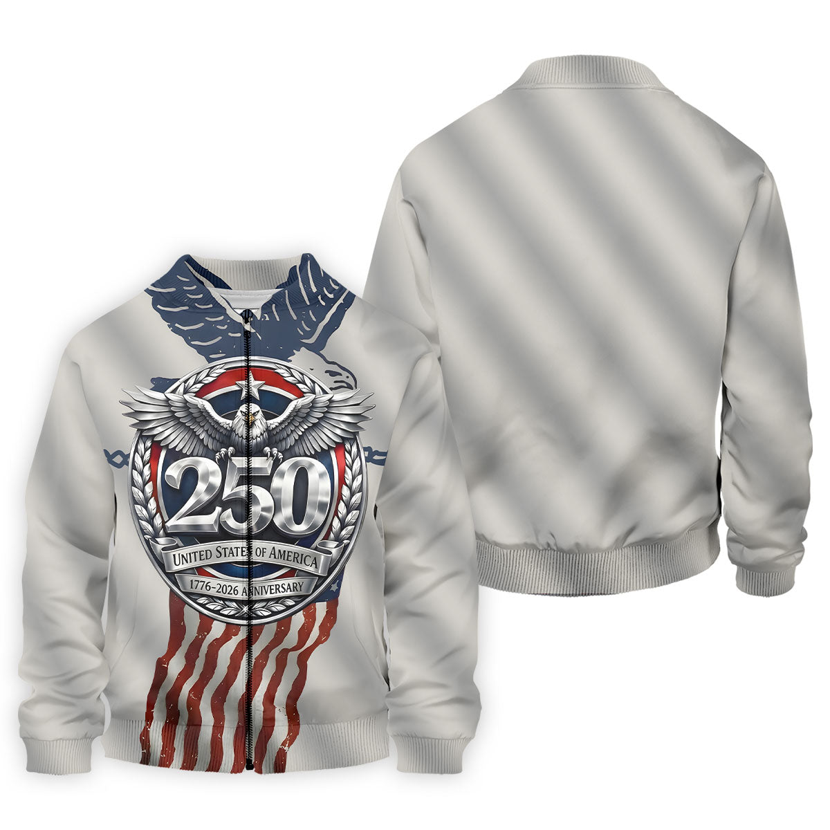 250 US 1776-2026 Anniversary Silver Print Golf Tops For Men, Patriotic 4th Of July Golf Shirts For Men