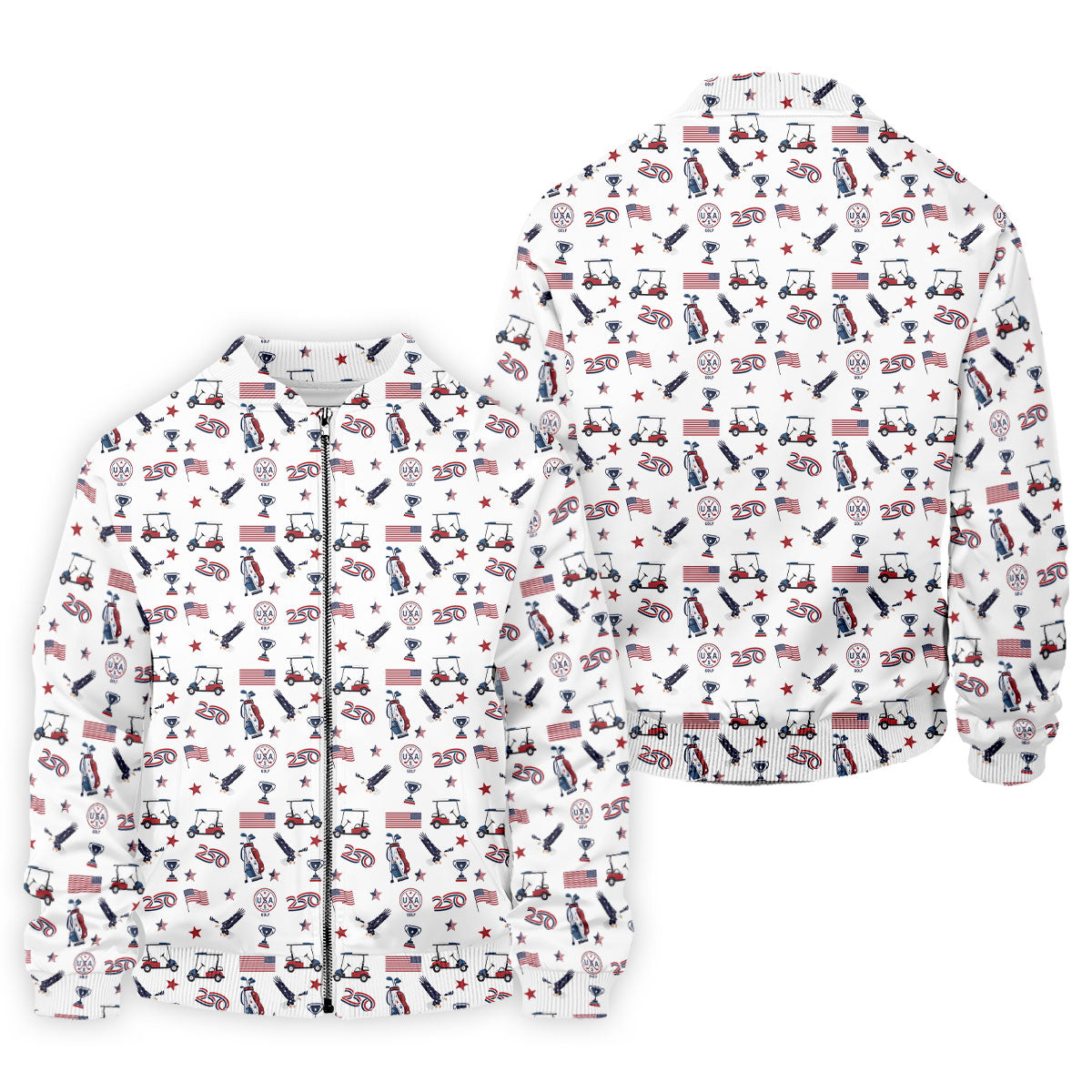 250 Years Golf Pattern Patriotic Golf Shirt, Golf Tops For Men, 4th Of July Golf Shirts For Men