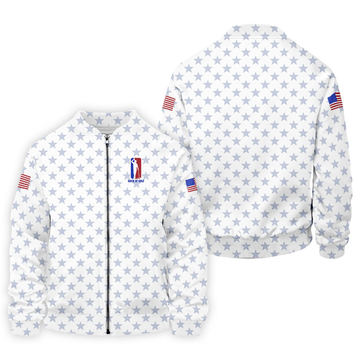 Suck At Golf Patriotic 4th Of July Stars Pattern White Golf Shirt, 250th Anniversary Golf Shirts For Men