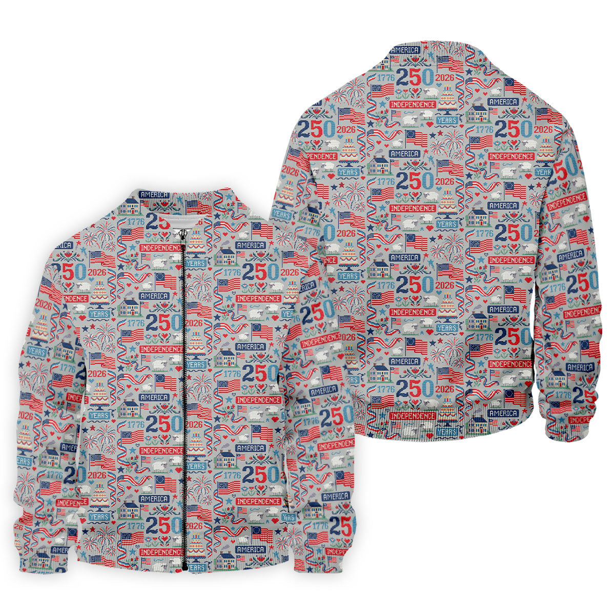 America Independence 250 Years Grey Golf Shirt, Patriotic 4th Of July Golf Shirts For Men