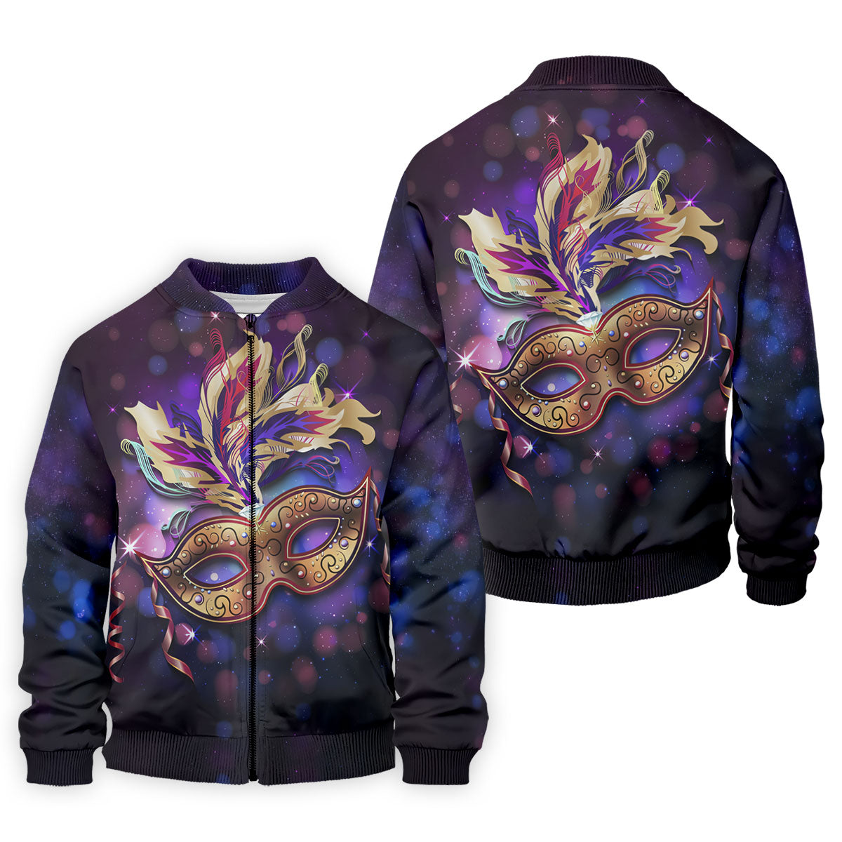 Mardi Gras Mask Feather Ribbon Purple Golf Shirt, Polo ShirtFor Men, Golf Shirts For Men