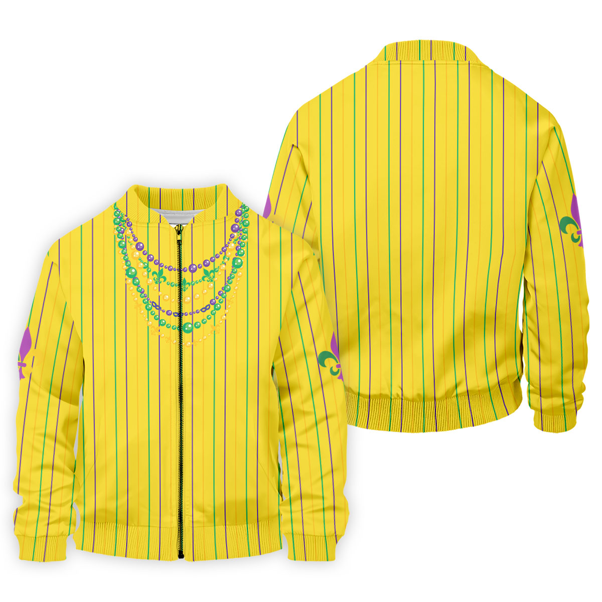 Mardi Gras Beads Necklaces Print Yellow Golf Shirt, Golf Tops For Men, Polo ShirtFor Men, Golf Shirts For Men