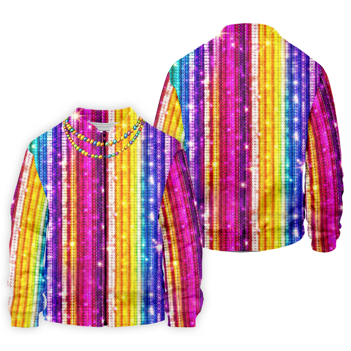 Mardi Gras Sequinned Glitter Print Golf Tops For Men, Polo ShirtFor Men, Golf Shirts For Men