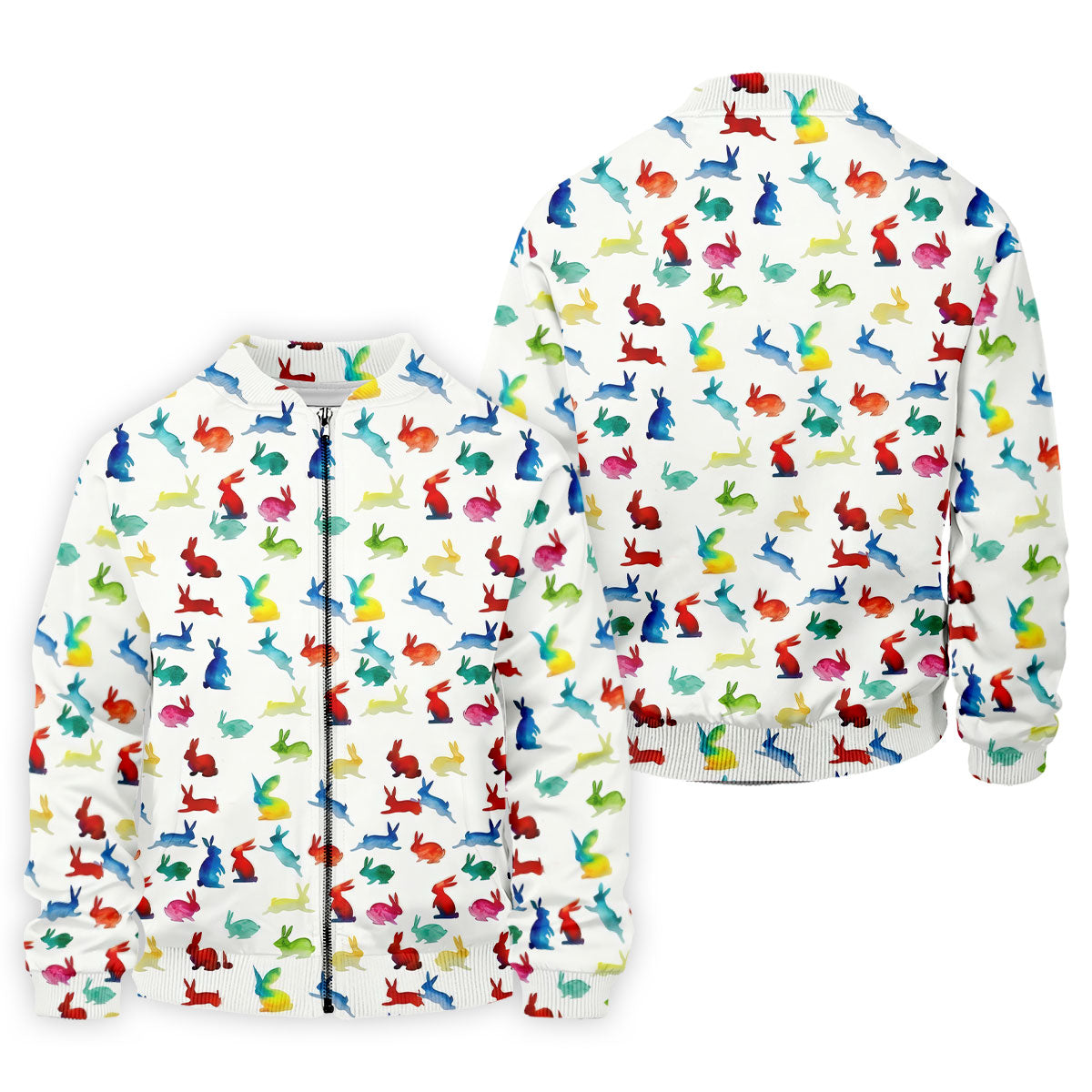 Colorful Bunny Funny Golf Shirt, Easter Bunny Pattern Golf Tops For Men, Golf Shirts For Men