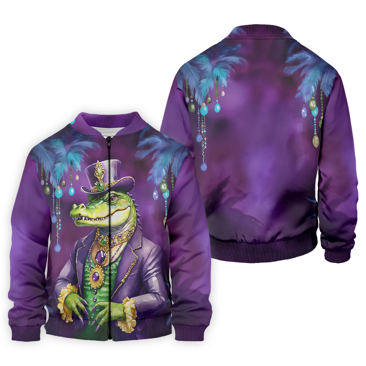 Mardi Gras Alligator Purple Golf Shirt, Men's Funny Golf Shirts, Polo ShirtFor Men, Golf Shirts For Men