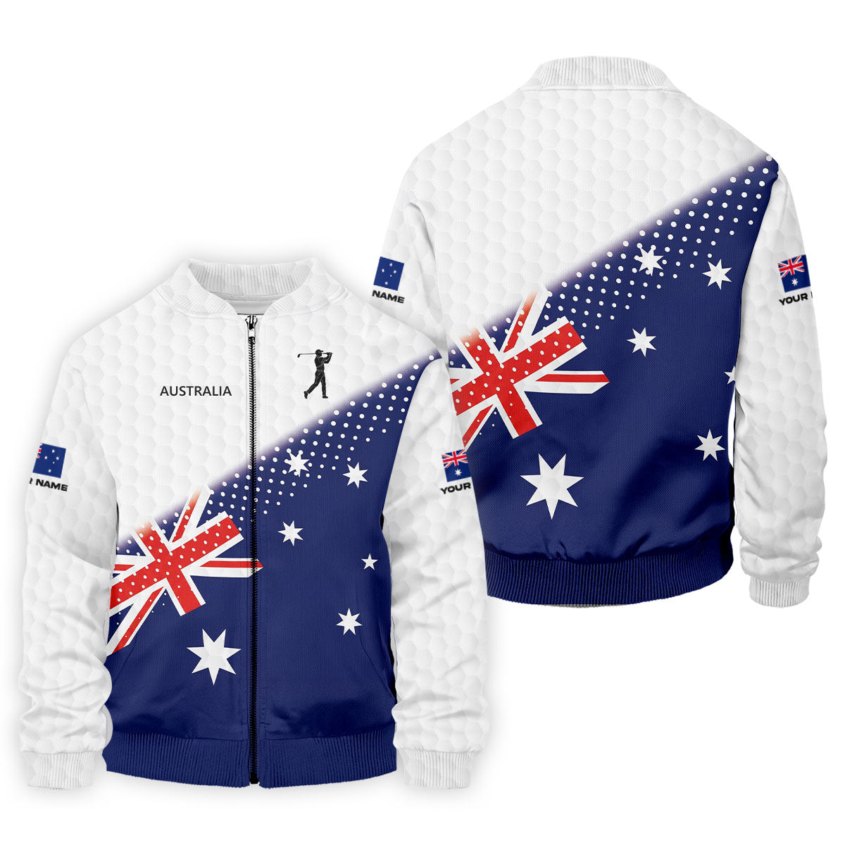 Golf Ball Pattern Australia Flag Print Men's Golf Top, Polo Shirt Men, Golf Shirts For Men
