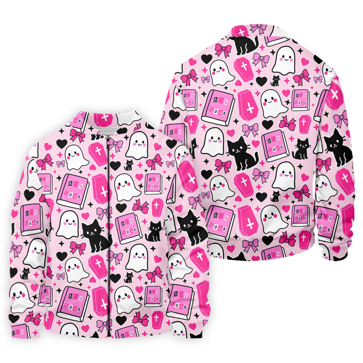 Halloween Boo And Cat Coquette Pink Golf Tops For Men, Fun Golf Shirts For Men, Polo ShirtFor Men