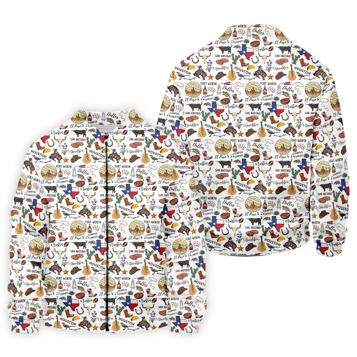 Texas Symbols Western Theme Doodle Style Golf Tops For Men, Polo Shirtor Men, Golf Shirts For Men