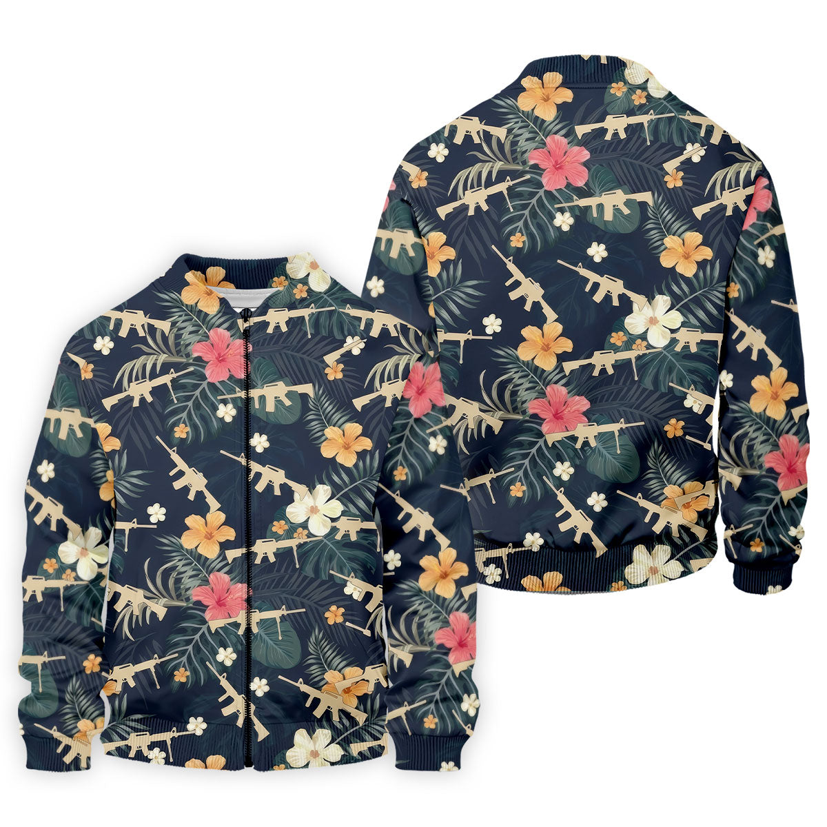 Colorful Hibiscus With Army Theme Golf Shirts For Men, Polo ShirtFor Men, Golfing Apparel