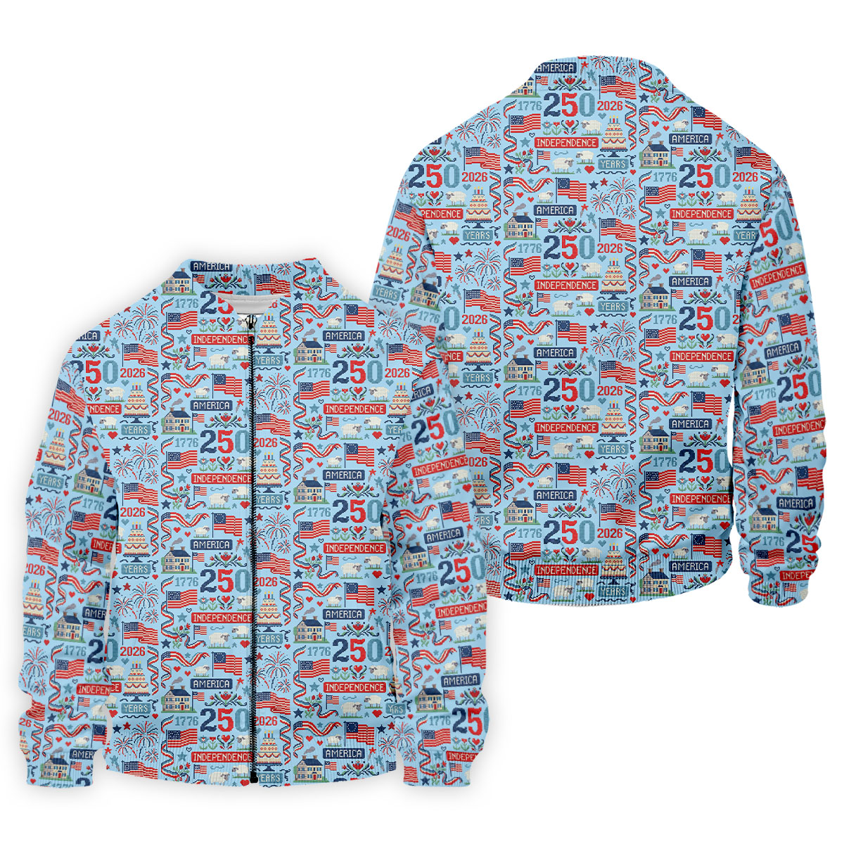 America Independence 250 Years Blue Golf Shirt, Patriotic 4th Of July Golf Shirts For Men