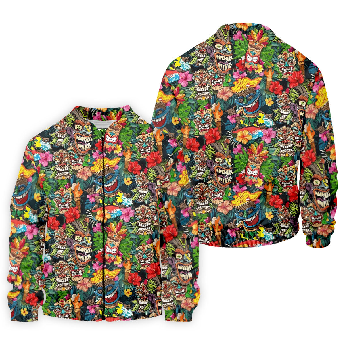 Hawaiian Tiki Tropical Floral Golf Shirts For Men, Polo ShirtFor Men, Golfing Apparel