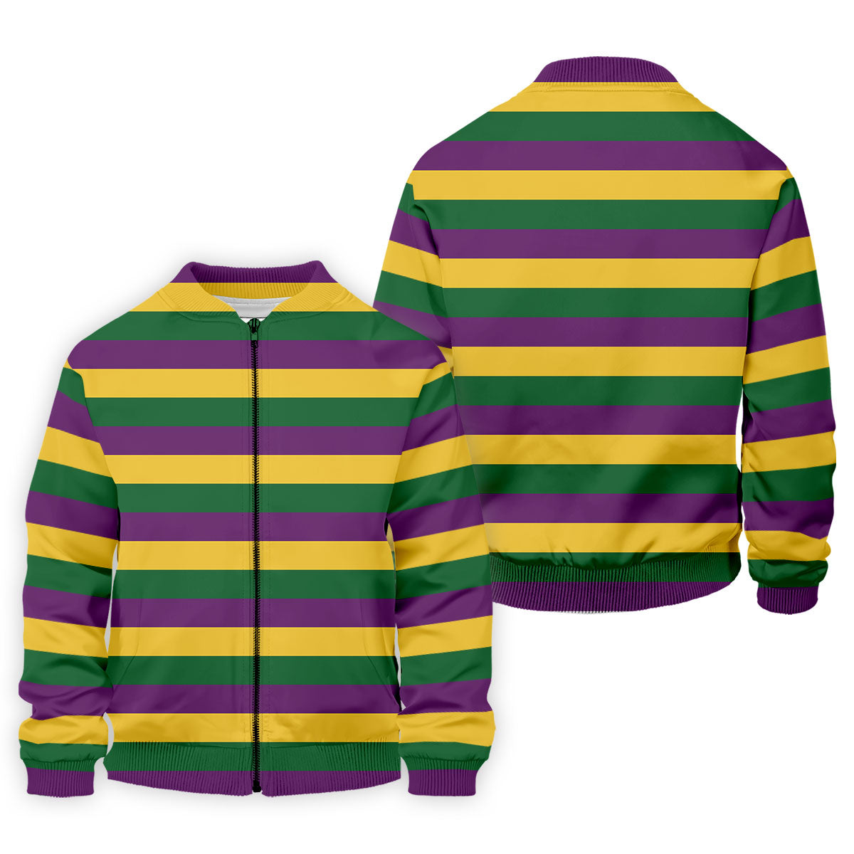 Gold Purple Green Mardi Gras Stripe Men's Golf Polo Shirt Golf Gift For Men, Golf Shirts For Men