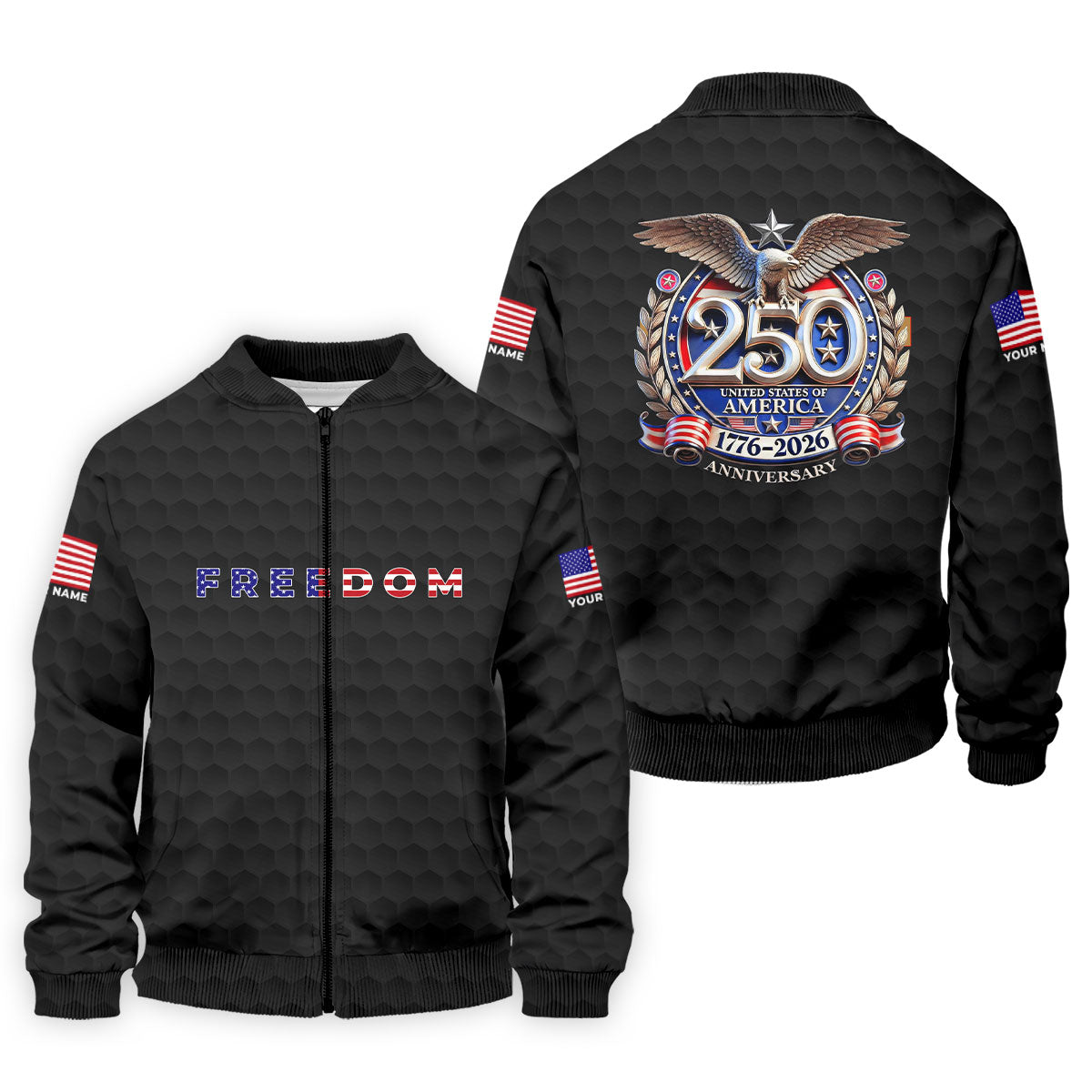 Freedom American Bald Eagle 250th Anniversary Black Golf Shirt, Patriotic 4th Of July Golf Shirts For Men