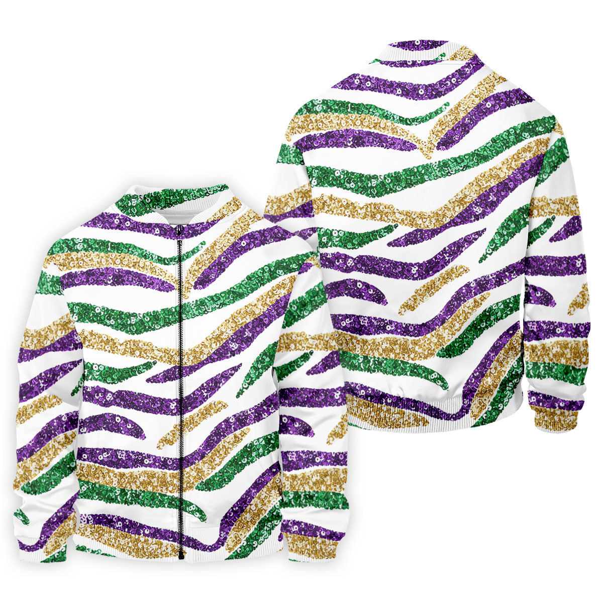 Purple Green Gold Sequin Pattern White Mardi Gras Golf Shirt, Polo ShirtFor Men, Golf Shirts For Men