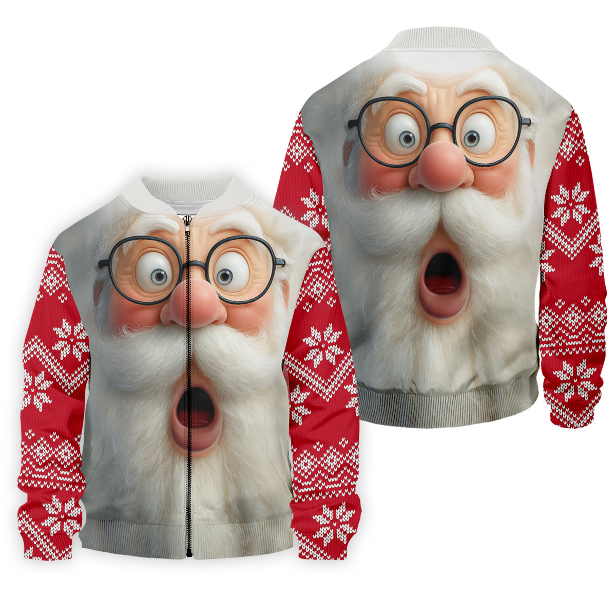 Surprised Funny Santa Claus Face Men's Golf Polo Shirtistmas Golf Shirt, Golf Gift For Men