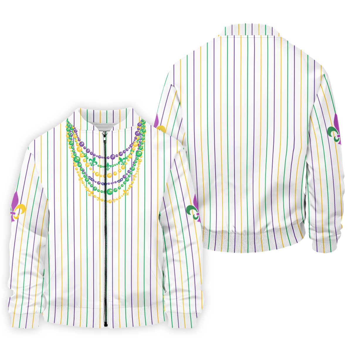 Mardi Gras Beads Necklaces Print White Golf Shirt, Golf Tops For Men, Polo ShirtFor Men, Golf Shirts For Men