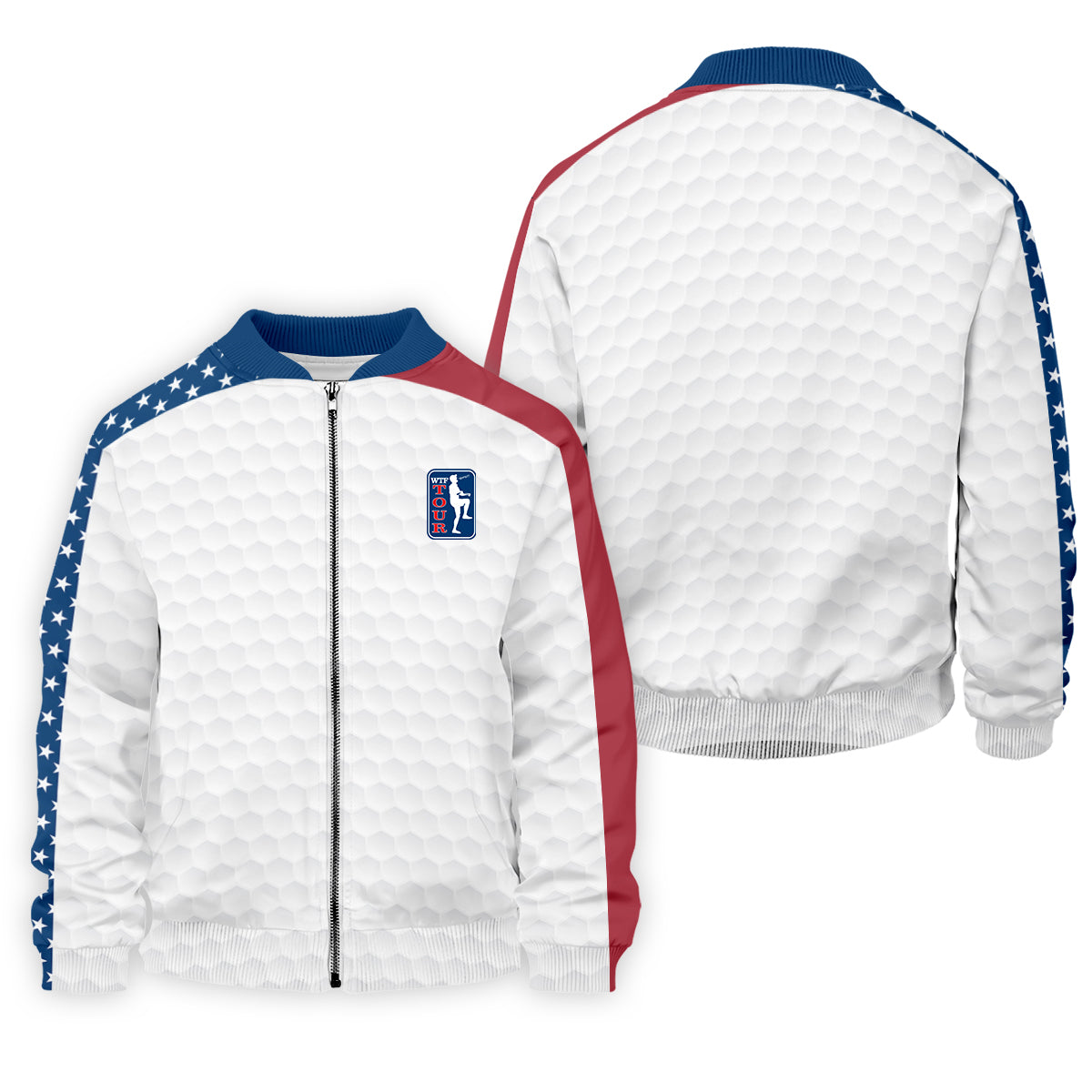 WTF Tour Angery Golfer Golf Ball Pattern Red White Blue Golf Shirts For Men, Polo Shirt Men