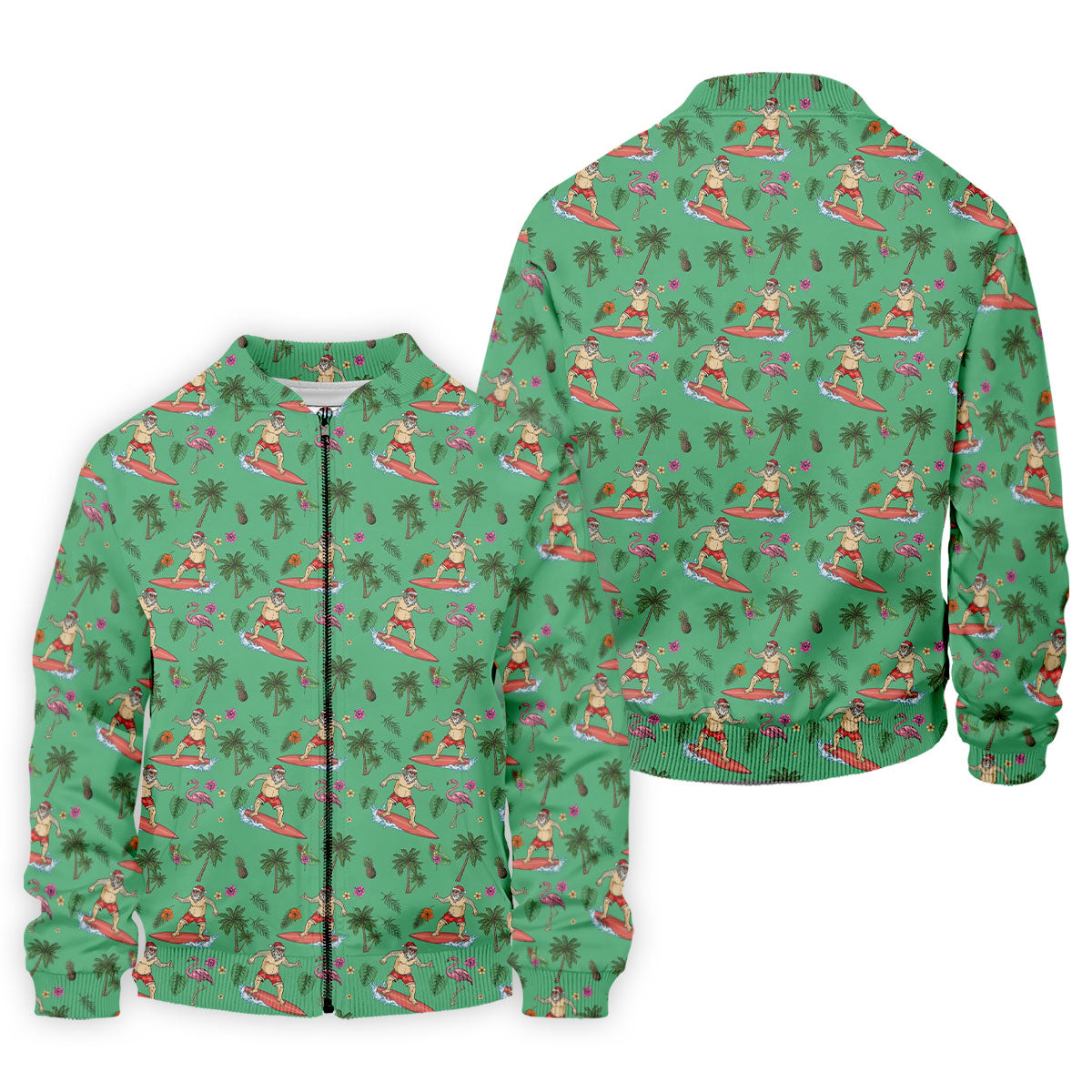 Santa Flamingo Tropical Golf Shirt, Christmas Golf Shirt, Golf Apparel For Men