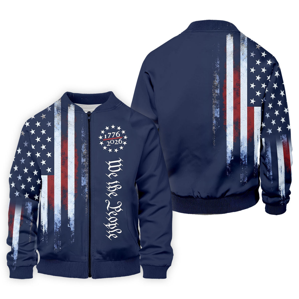 We The People 250 Years Navy Vintage Golf Shirt, Patriotic 4th Of July Golf Shirts For Men
