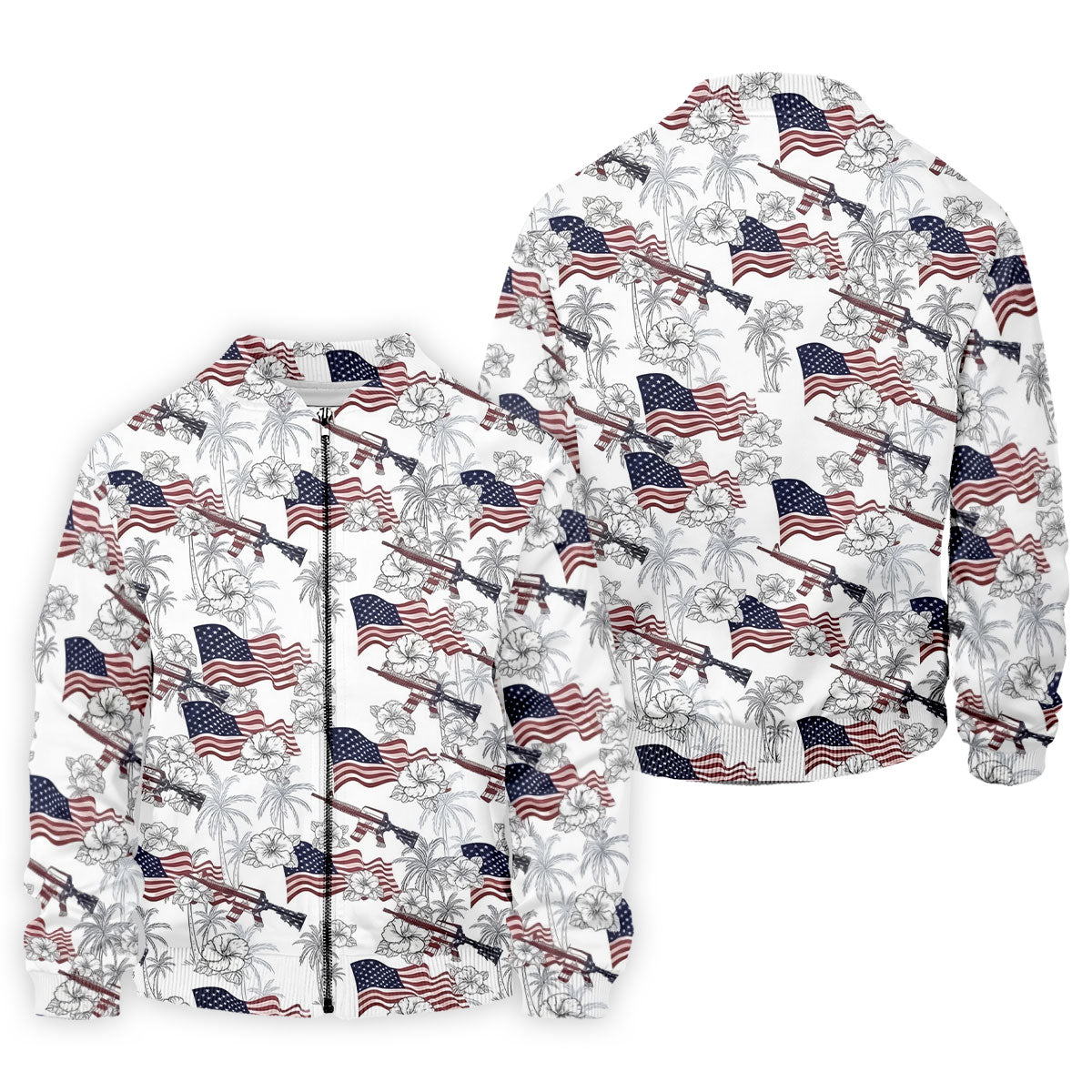 American Flag Pattern 4th Of July Tropical Vibe Patriotic Golf Shirt, 250th Anniversary Golf Shirts For Men