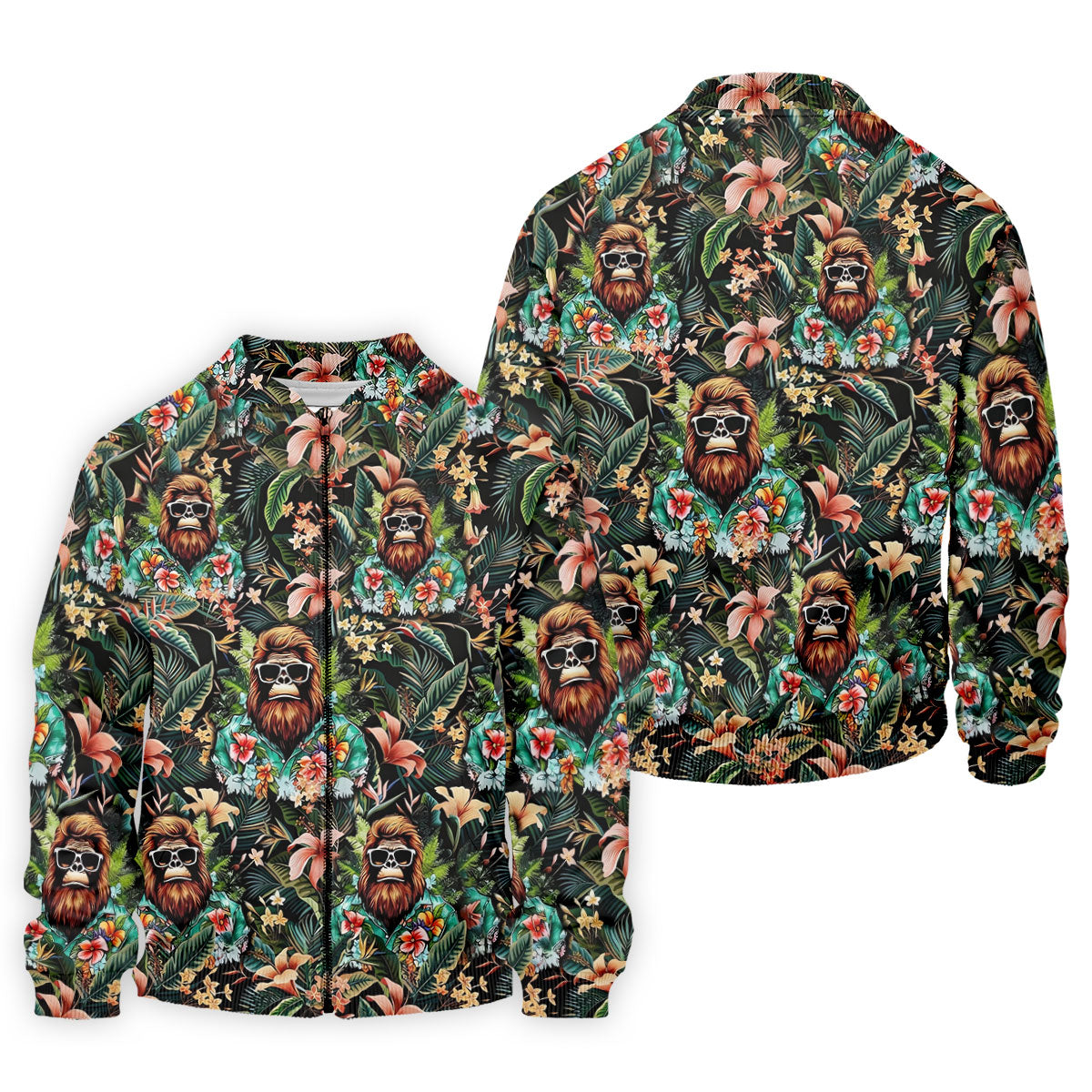 Bigfoot Hawaiian Tropical Golf Shirt, Funny Sasquatch Golf Shirts For Men