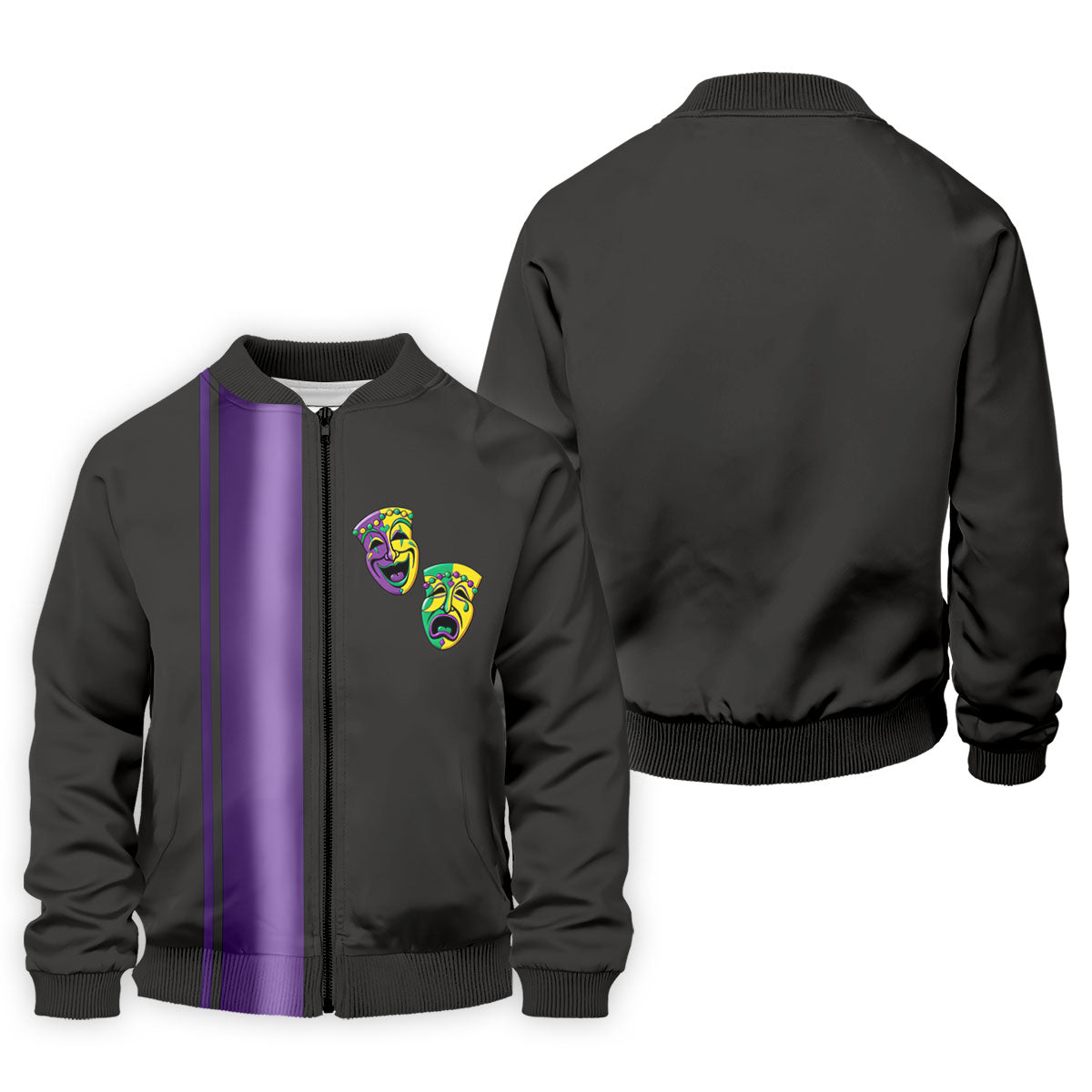 Melpomene And Thalia Theatrical Masks Purple Stripe Mardi Gras Golf Shirt, Polo ShirtFor Men, Golf Shirts For Men