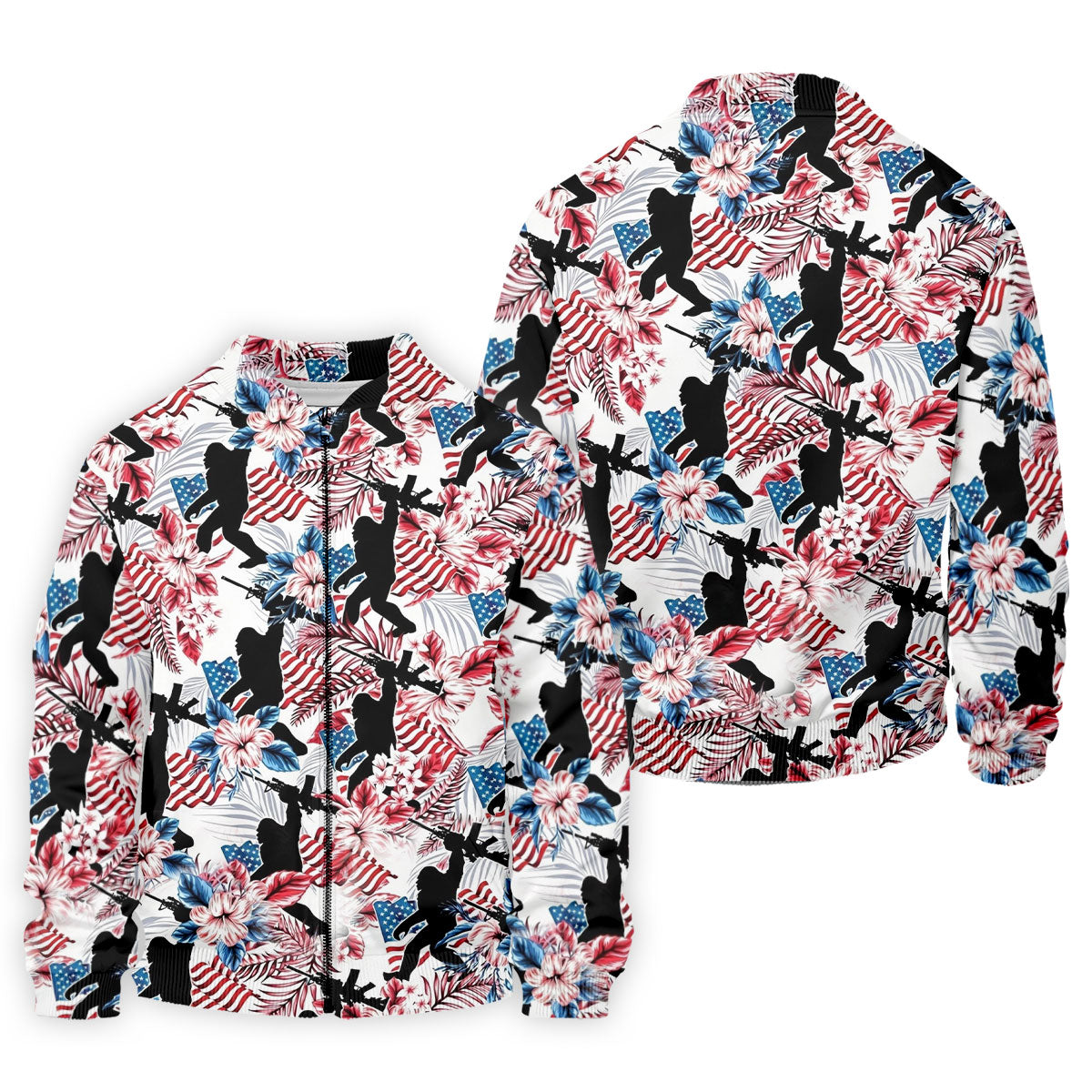 Hawaiian Bigfoot Patriotic 4th Of July American Flag Golf Shirt, 250th Anniversary Golf Shirts For Men