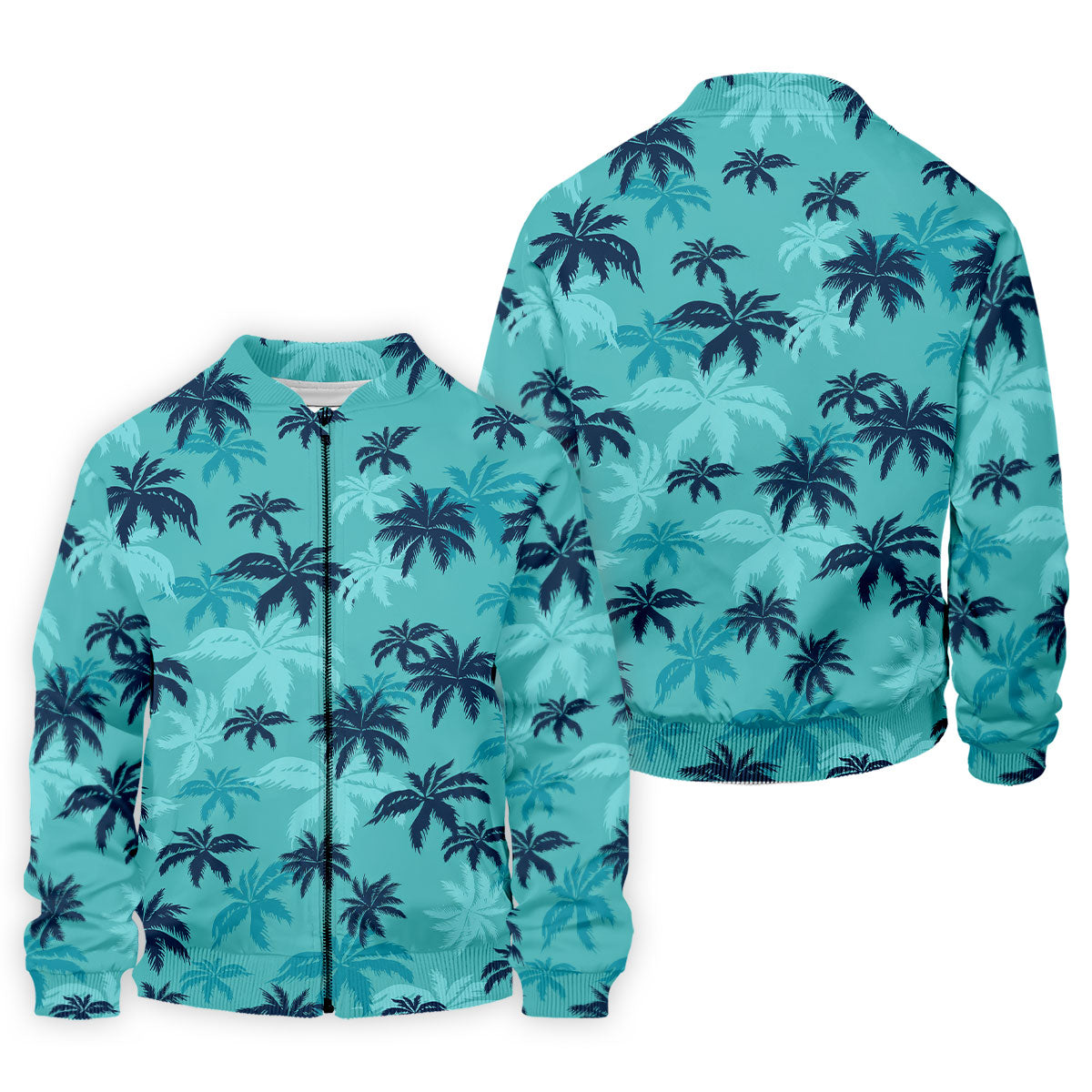 Turquoise Palm Tree Tropical Golf Shirt, Men's Polo Shirt, Hawaiian Golf Shirt, Performance Golf Shirt