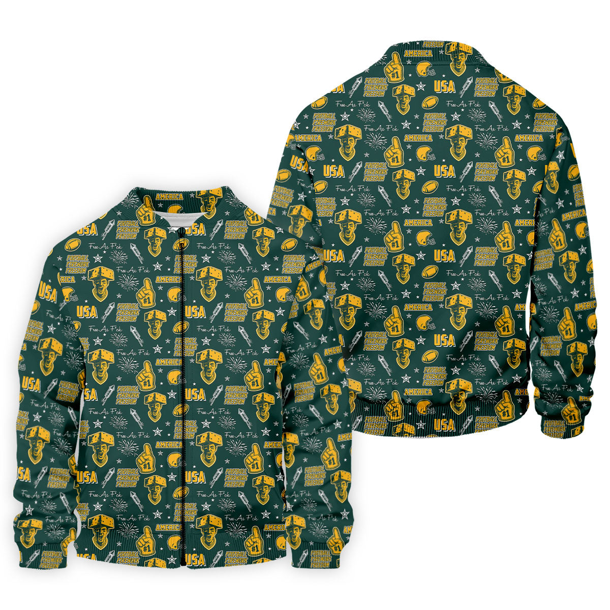 Cheesehead Dark Green And Gold Sport Polo, American Football League Gift Ideas For Football Fans