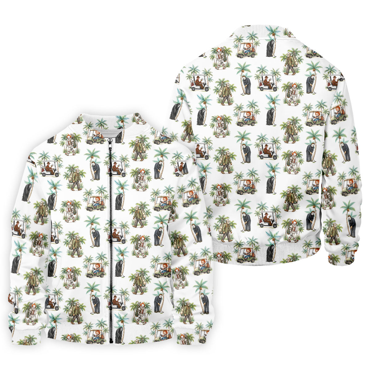 Tropical Horror Character Halloween Golf Shirt, Printed Golf Shirts, Golf Apparel For Men