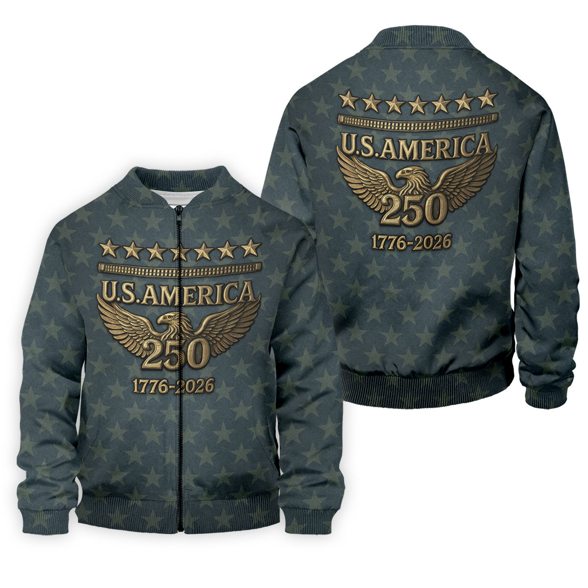 US America 250th Anniversary Denim Color Star Pattern Golf Tops For Men, Patriotic Golf Shirt, Golf Shirts For Men