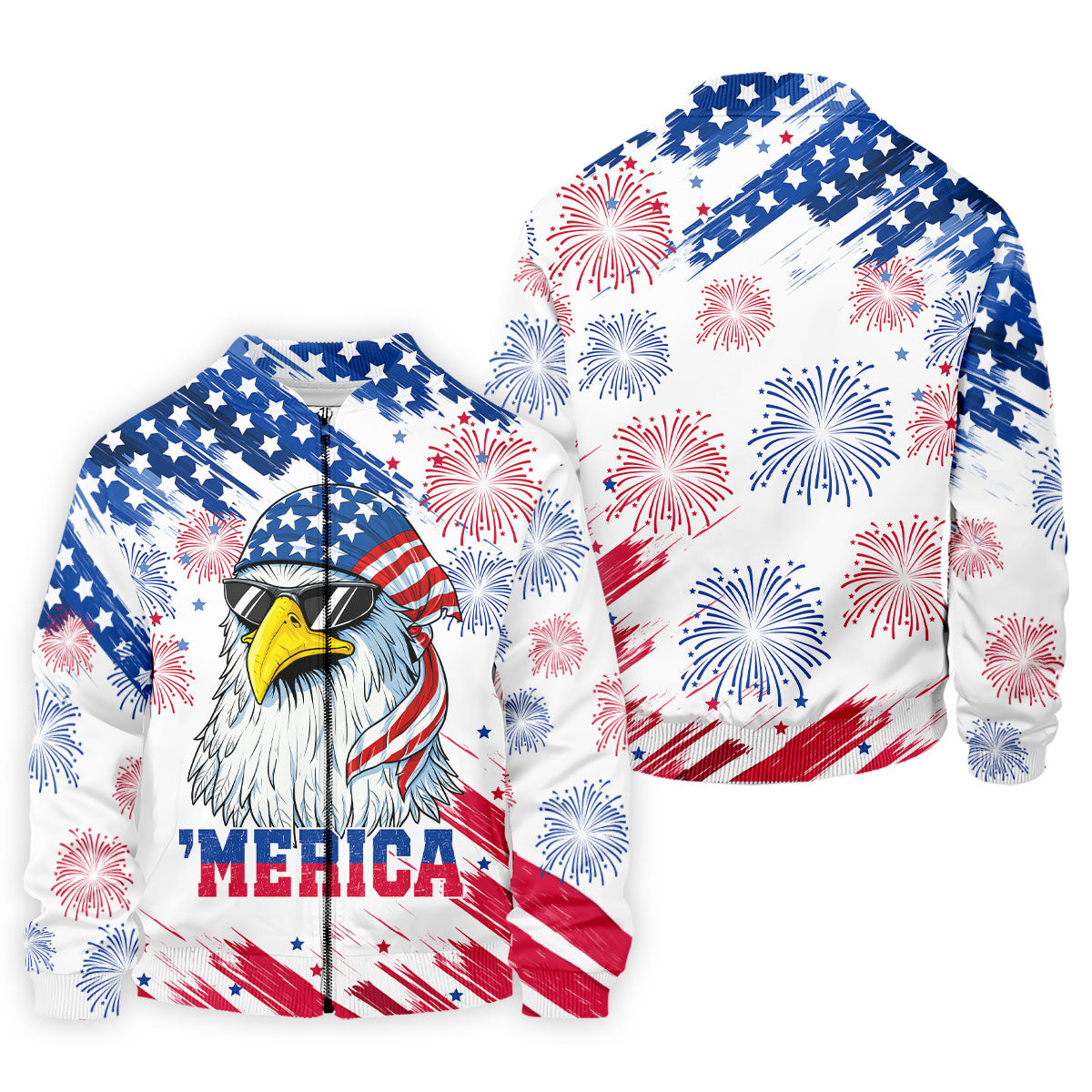 Cool Bald Eagle 4th Of July American Flag Pattern Golf Shirts For Men, 250th Anniversary Patriotic Golf Shirt