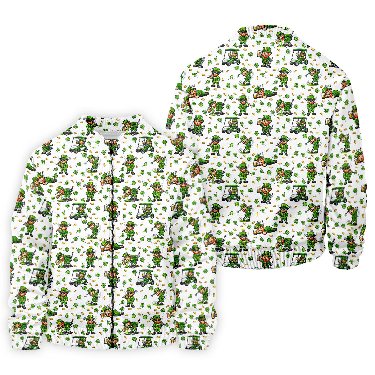 Funny Leprechaun Golf And Beer Shamrocks St Patrick's Day Golf Shirt, Golf Tops For Men, Polo For Men