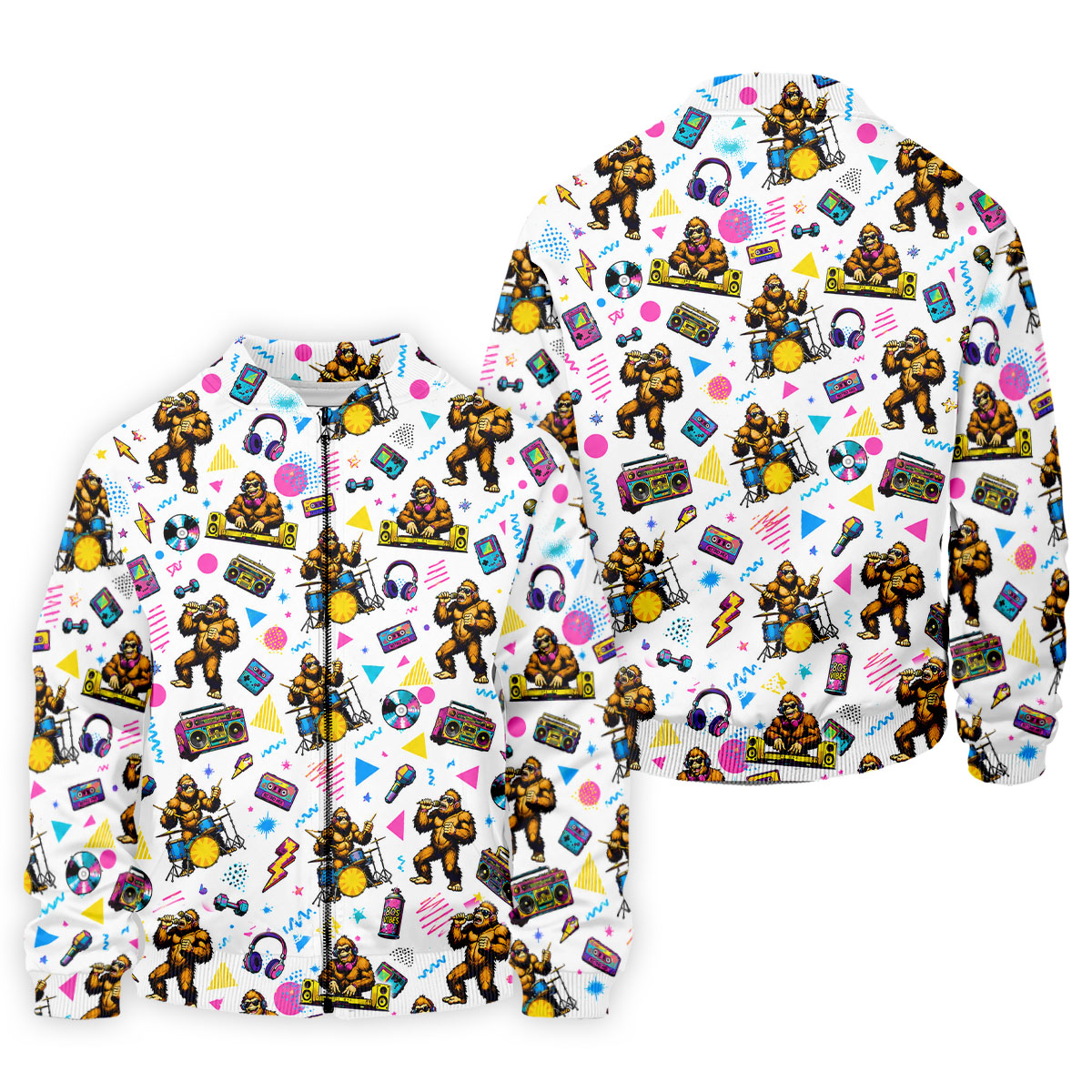 Bigfoot Party Memphis Pattern Retro Golf Shirt, Hawaiian Golf Shirt, Polo Shirtor Men